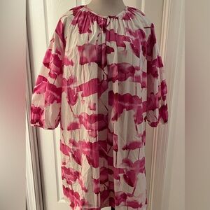 🎈COS Relaxed Fit Puffed Sleeve Dress Pink Floral Size 8 nwot